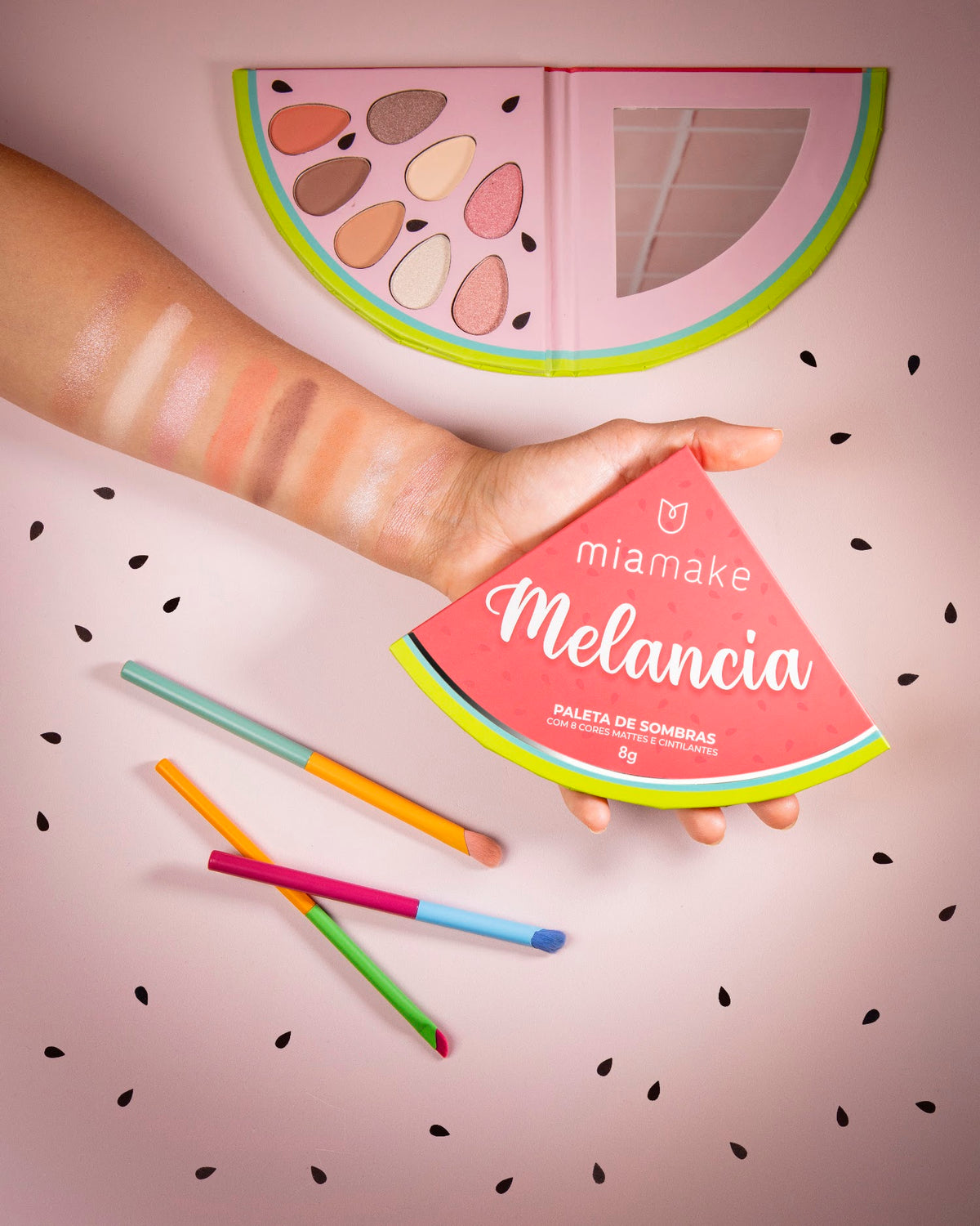 Paleta de Sombras com 8 cores Mattes e Cintilantes Melancia